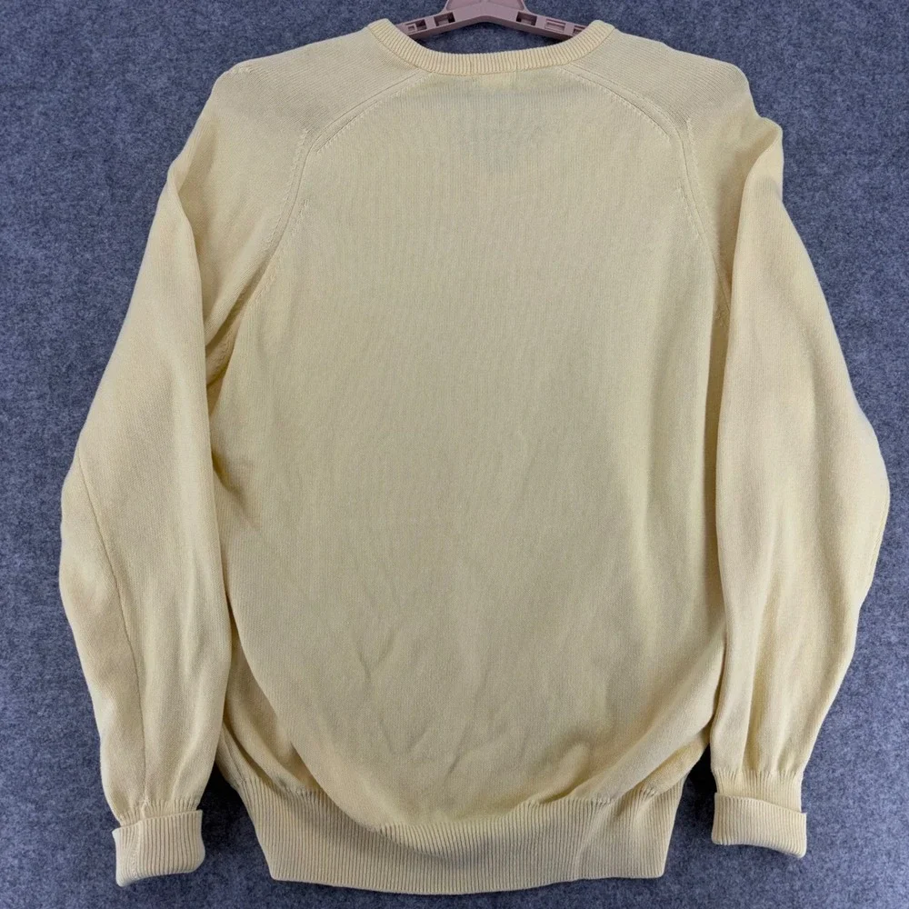 Izod Club Vintage V-Neck Sweater Mens XXL Yellow 100% Combed Cotton Made in USA